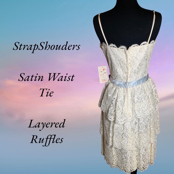 Vintage 70’s Layered Lace Dress Sz 13 - Picture 12 of 14